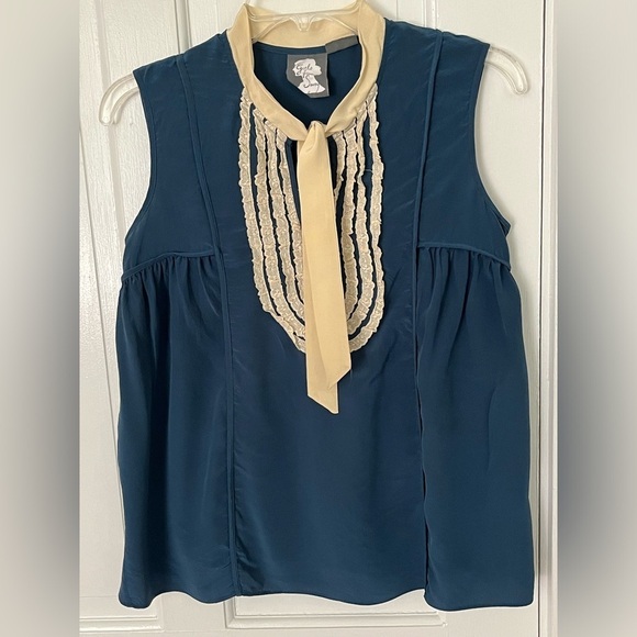 Anthropologie Girls From Savoy 100% Silk Lace Blouse Cottagecore Coquette Girl 2 - Picture 1 of 12